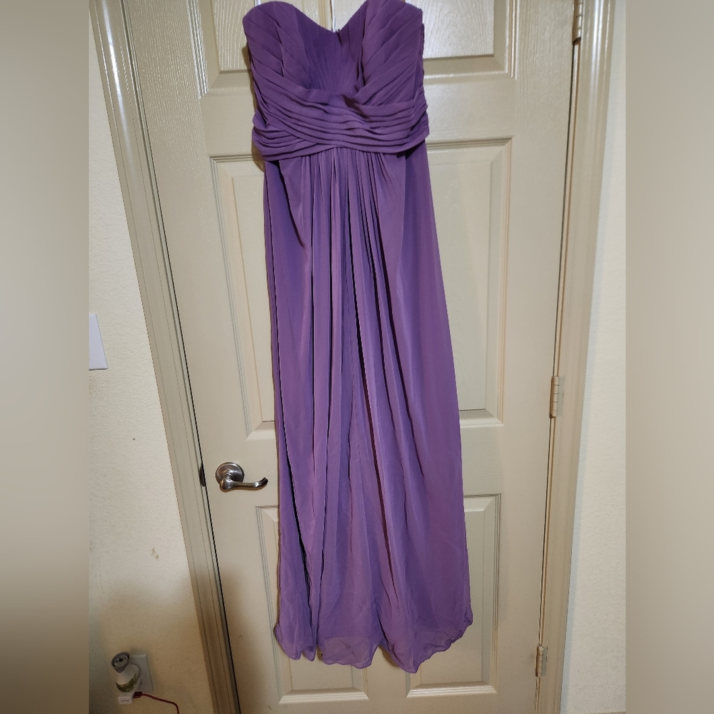 David's Bridal Wisteria Strapless Bridesmaid Dress